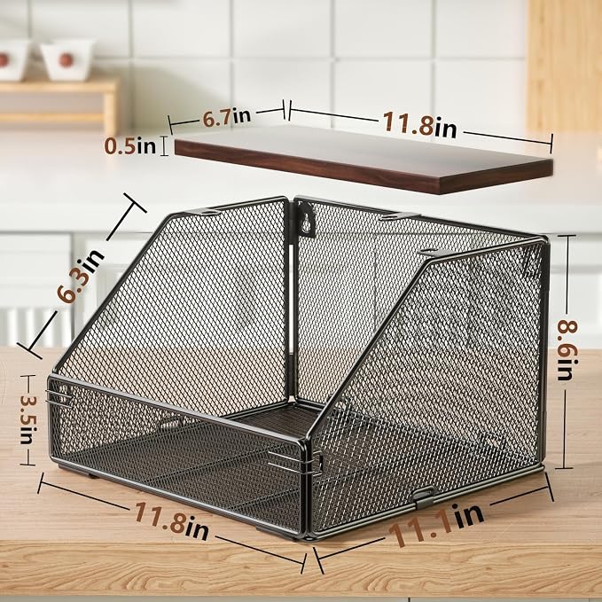 Stackable Fruit Basket for Kitchen Countertop Space Saving, Wall Mounted Mesh - Image 2