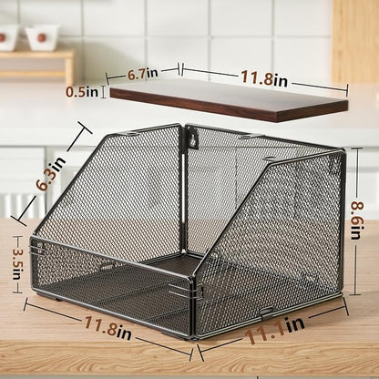 Stackable Fruit Basket for Kitchen Countertop Space Saving, Wall Mounted Mesh - Image 2
