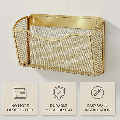 Gawerk Mesh Hanging Wall File Holders, Metal Vertical Wall Basket Mail Organizer - Image 3