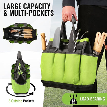 WORKPRO Garden Tool Bag with Waterproof Plastic Base, 8 Pockets Gardening Bag - Image 5