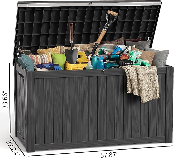 280 Gallon Large Deck Box, Resin Outdoor Storage Box - Image 5