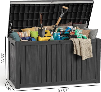 280 Gallon Large Deck Box, Resin Outdoor Storage Box - Image 5