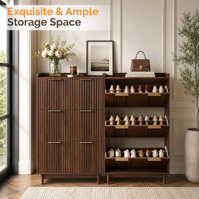 VINGLI Fluted Shoe Storage Cabinet - Image 5