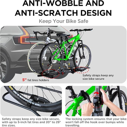 Young 200 lbs. Capacity Hitch Mounted 2-Bike Rack - Image 4