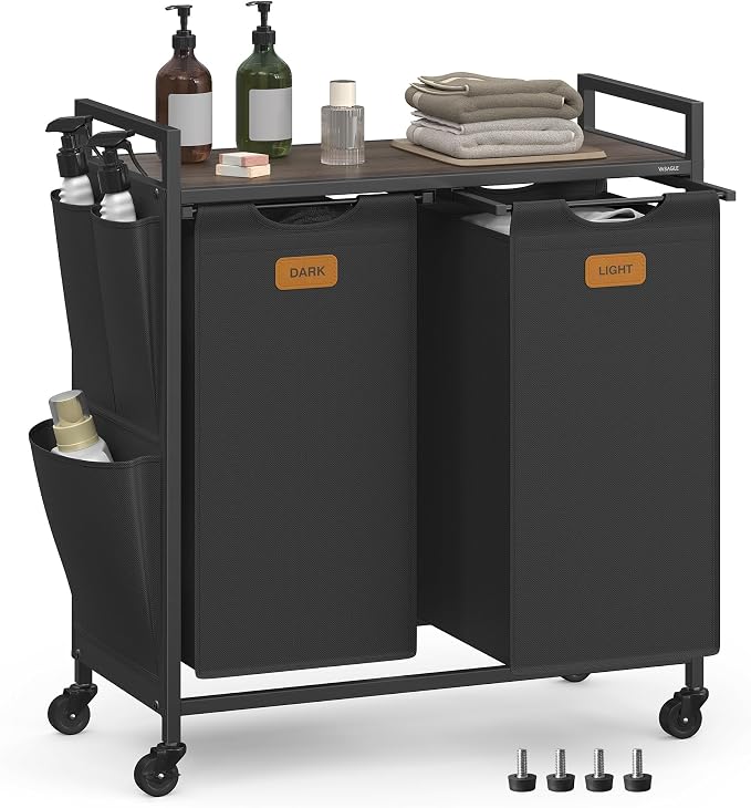 VASAGLE Laundry Hamper, Laundry Sorter Rolling Cart by Unknown
