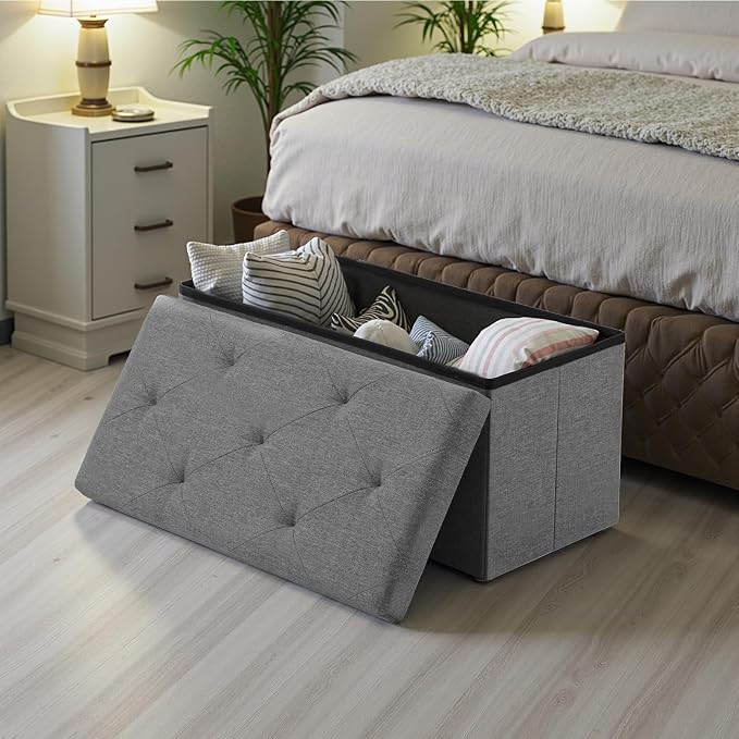 Sweetcrispy 30 Inch Folding Storage Ottoman Bench, Ottoman - Image 7