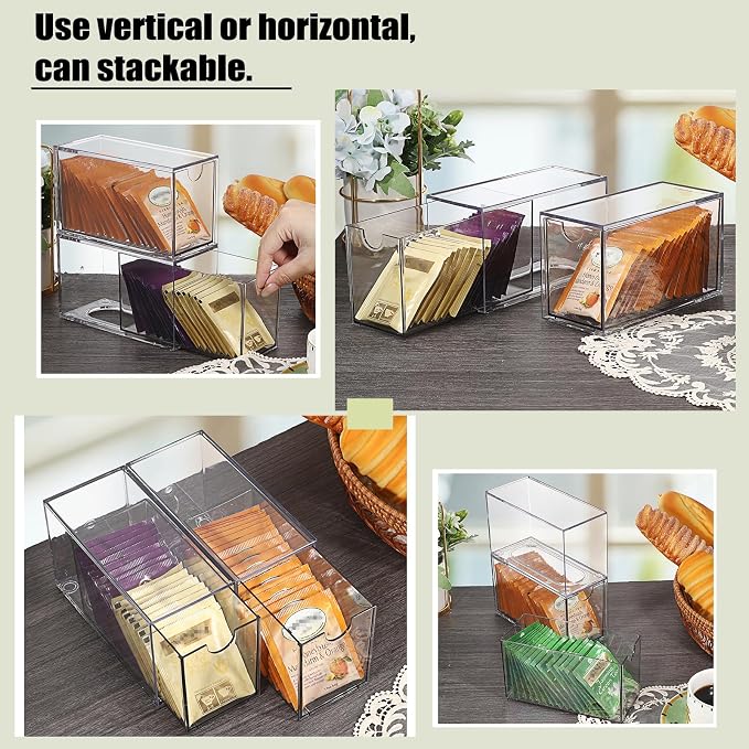 ELLDOO 2 Drawers Tea Bag Organizer, Coffee Pod Snack Storage - Image 4