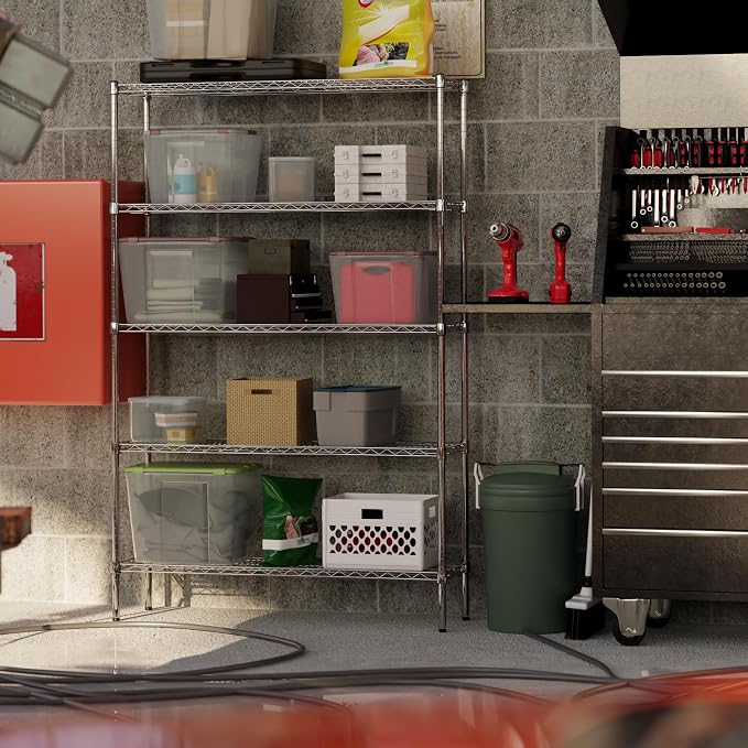 14" Deep x 48" Wide x 74" Height Wire Shelving Kit | 5-Tier | NSF Commercial - Image 2