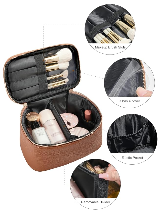 Cosmetic Bag, ROWNYEON Makeup Bag, Portable Makeup Train Case, Travel Toiletry - Image 4