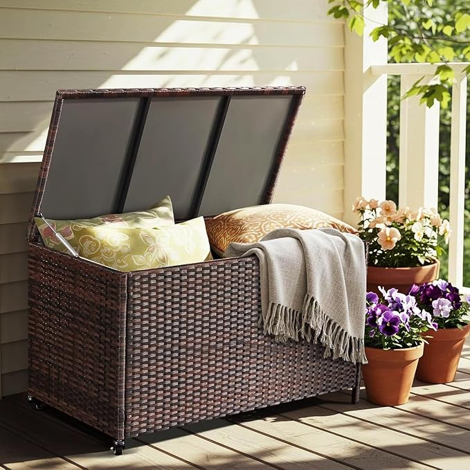 AVAWING 180 Gallon Wicker Deck Box by AVAWING