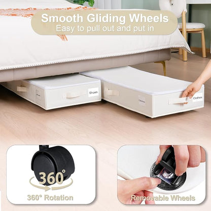 Vincona Under Bed Storage with Wheels, 2 Pack Under Bed Storage Containers with - Image 3