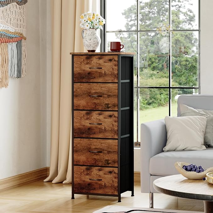 Somdot Tall Dresser for Bedroom, 5 Drawer Storage Cabinet, Steel Frame - Image 4