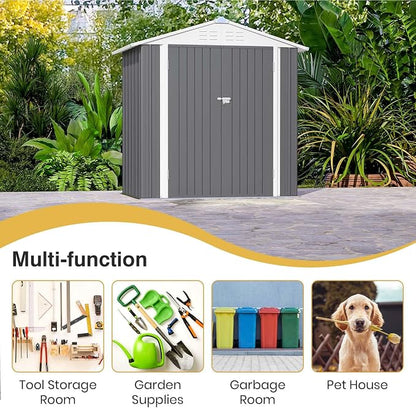 Patiowell 6x4 FT Storage Shed, Outdoor Metal Sheds - Image 5