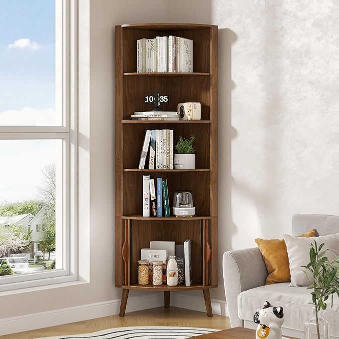 5-Tier Corner Shelf, 66.73''Tall Modern Corner Bookshelf, 5 Shelf Bookcase - Image 3