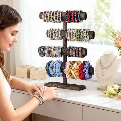 LadyRosian 4 Tier Wooden Display Jewelry Accessory Stand Jewelry Bracelet - Image 8