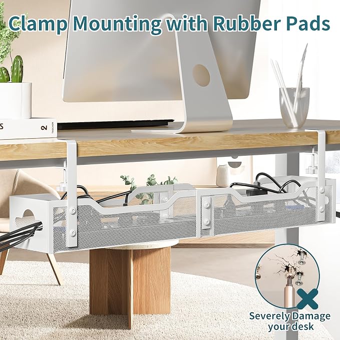 Under Desk Cable Management Tray White, Litwaro Cable Management Under Desk No - Image 6
