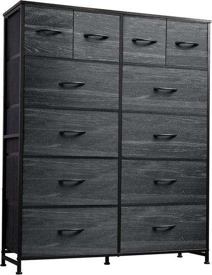WLIVE 12 Drawer Tall Fabric Dresser Bedroom Storage Chest, Charcoal | Black by WLIVE