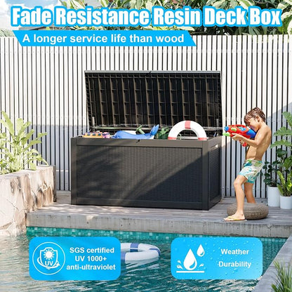 320 Gallon Outdoor Deck Box, Resin Waterproof Storage Box - Image 3