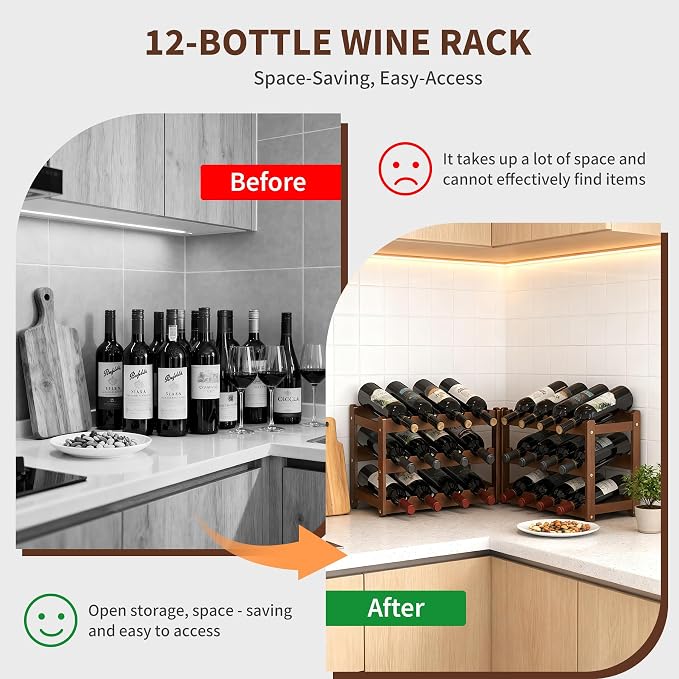Wine Rack Bamboo Wine Racks Countertop, Sturdy Wine Rack - Image 3