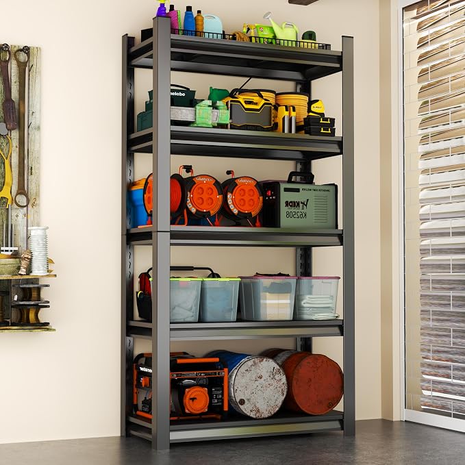 Storage Shelves, Garage Metal Shelving Unit, Adjustable, Double-Layer Column - Image 5