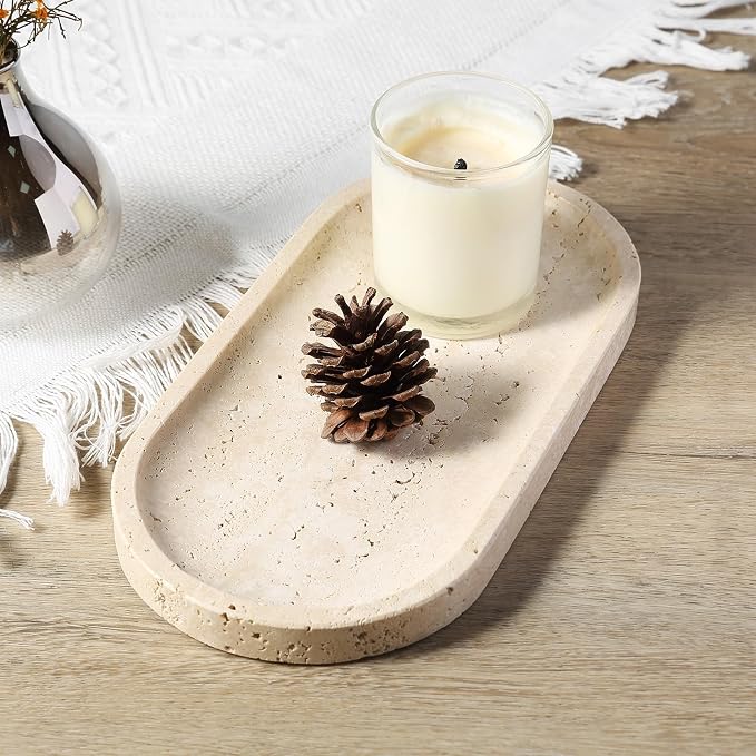Koville Natural Marble Tray for Bathroom Counter, Vanity Tray Stone Trays for - Image 6