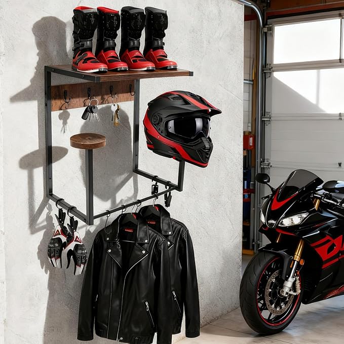 Motorcycle Helmet Wall Mount Rack, Heavy-Duty Helmet Holder - Image 8