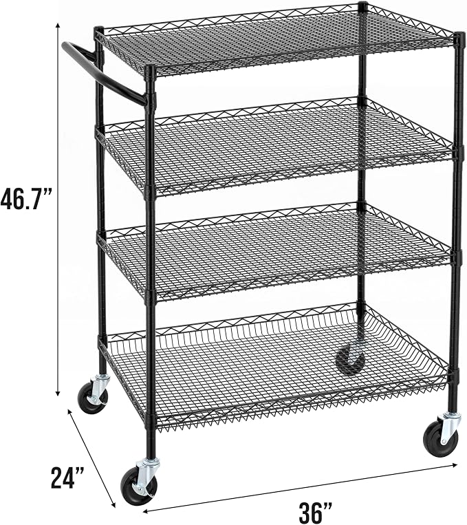 Finnhomy 4 Tier Heavy Duty Commercial Grade Rolling Cart - Image 2