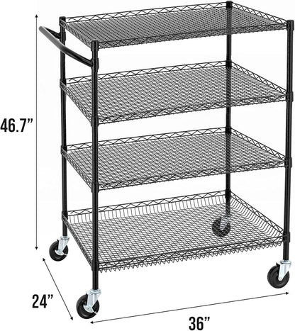 Finnhomy 4 Tier Heavy Duty Commercial Grade Rolling Cart - Image 2