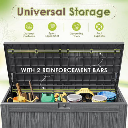 Devoko 125 Gallon Outdoor Storage Box, Waterproof Resin Deck Box - Image 4