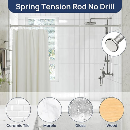 ENJOYBASICS 1" Nickel Shower Curtain Rod, 30-88" Adjustable, Secure Tension | - Image 4