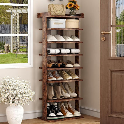 HOMEFORT 7-Tier Wood Shoe Rack, Double Rows Shoe Shelf, Shoe Storage Stand by HOMEFORT