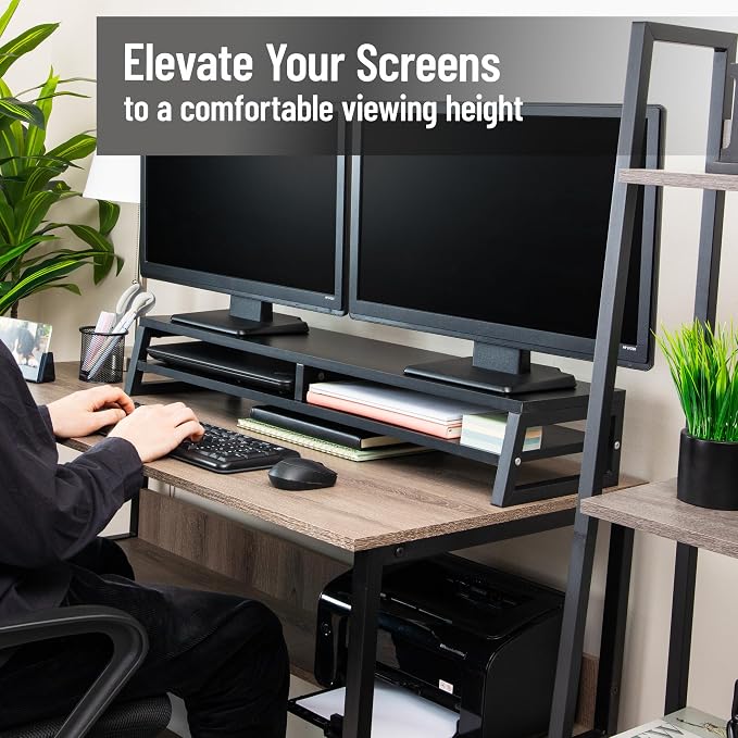 Mind Reader 2-Tier MDF Double Monitor Stand, Dual Screen Riser - Image 2