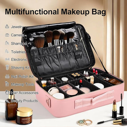 Large Travel Makeup Case, Professional Makeup Train Case Organizer - Image 5