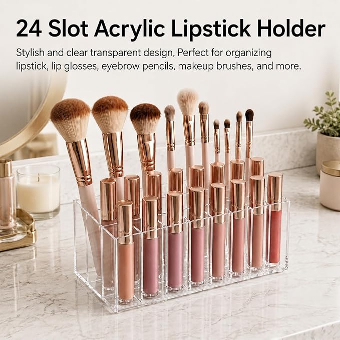 Lipstick Organizer 24 Slots Acrylic Lip Gloss Holder - Image 2