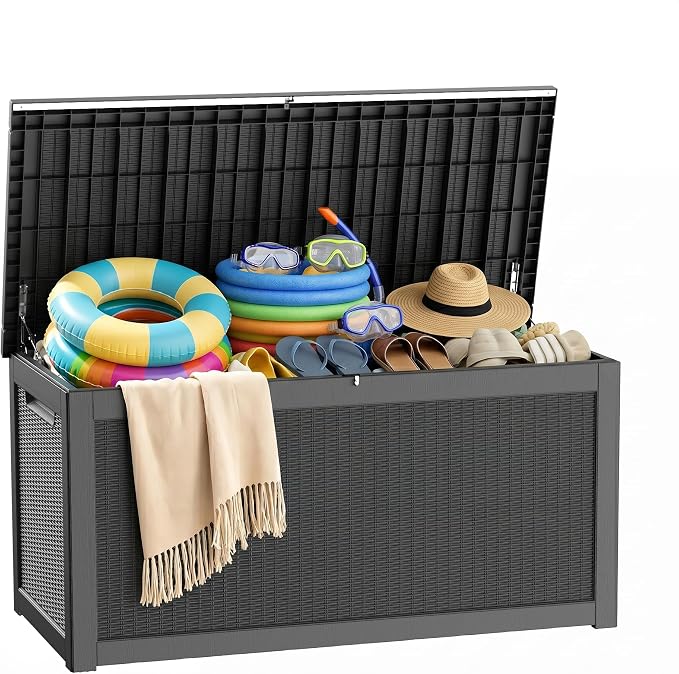 PatioZen 330 Gallon Outdoor Storage Box, Heavy Duty Resin Large Deck Box by OutdoorLivingPerfected