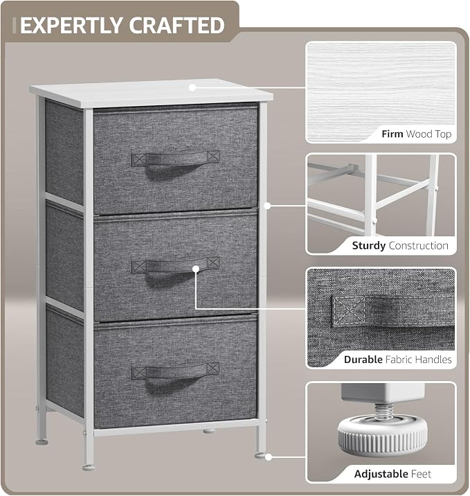 Sorbus Nightstand with 3 Drawers - Image 4