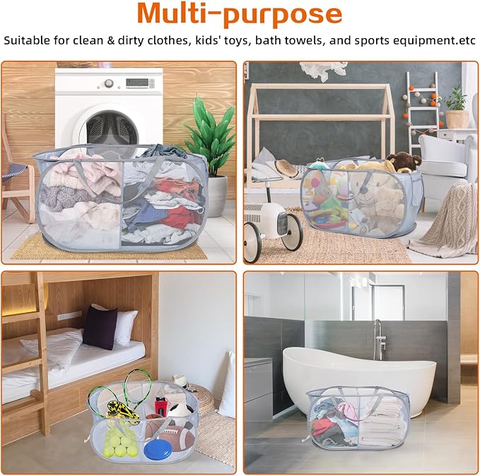 Sturdy Collapsible Laundry Baskets, Foldable Pop Up Laundry Hamper, Durable 2 - Image 7