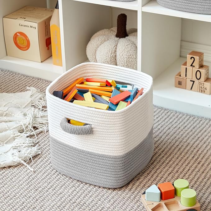 R RUNKA Storage Cube Baskets for Organizing- 3 Pack- 11 inch Square Baskets for - Image 4