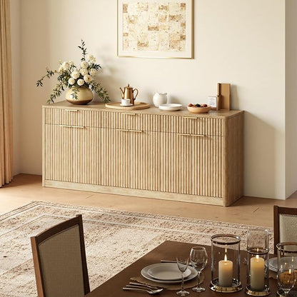 Evermagin 67" Fluted Oak Sideboard Buffet Cabinet - Image 5