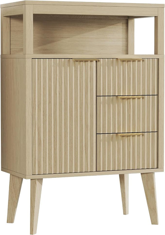 Natural Wood Bathroom Floor Cabinet by Unknown