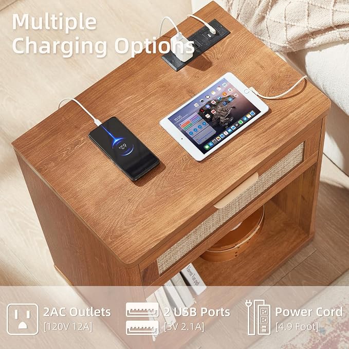 LEYAOYAO Rattan Nightstands Set of 2 - Image 6