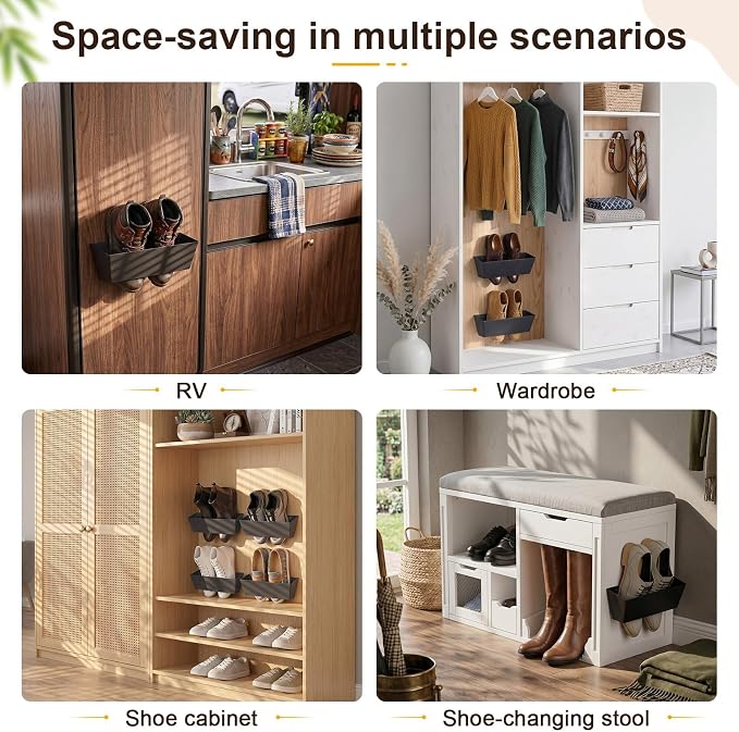 Novabright 12 Pack Wall Mounted Shoes Rack Storage - Image 3