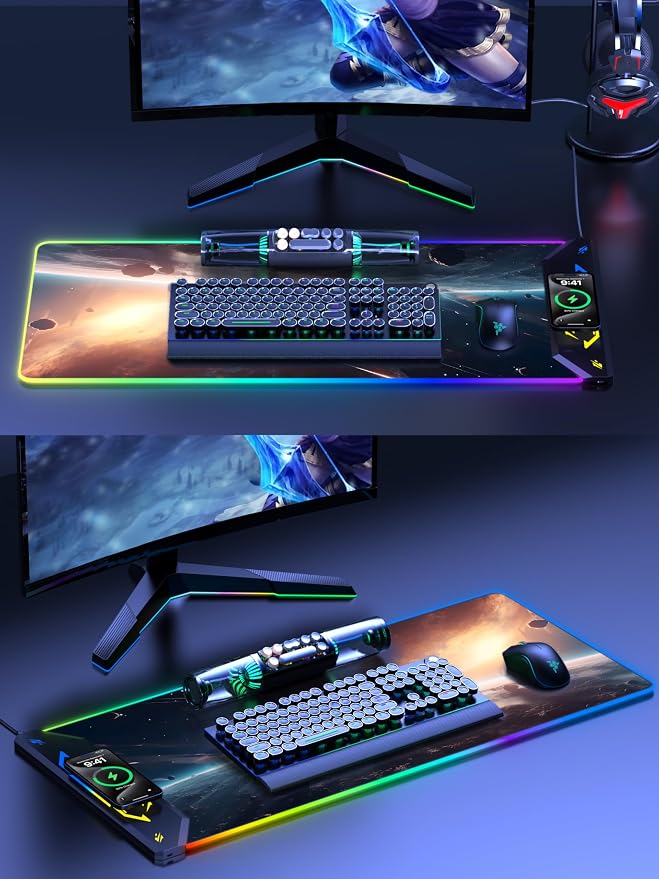 TopMade Wireless Charging Mouse Pad, RGB Gaming Mousepad, 35.4" x 15.8" Extra - Image 8