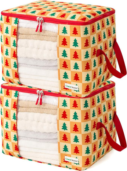 Designer Christmas Canvas Clothing Storage Bags 2 Pack Clothes Organizer bags by ChaosCleared