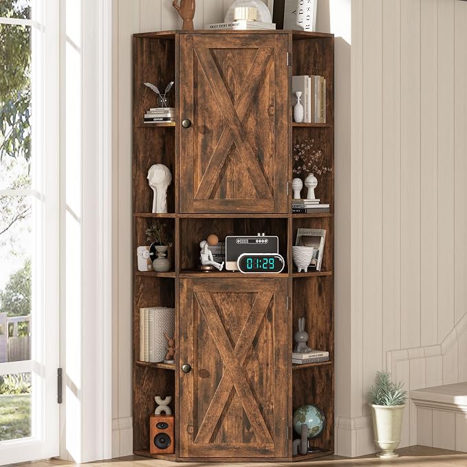 Farmhouse Corner Cabinet, Tall Corner Storage Cabinet - Image 3