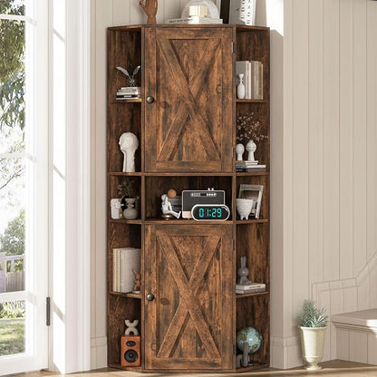 Farmhouse Corner Cabinet, Tall Corner Storage Cabinet - Image 3