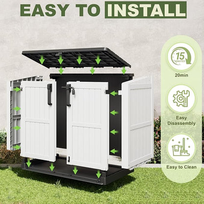 Plastic Outdoor Storage Shed, 36 Cu Ft Waterproof Outdoor Storage Cabinet - Image 5