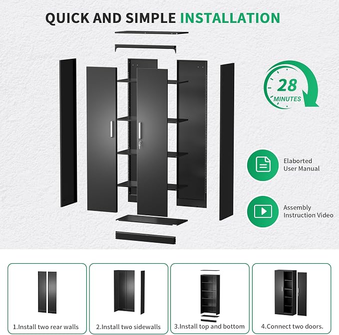 Metal Storage Cabinet with Locking Doors, Garage Utility Cabinet - Image 11