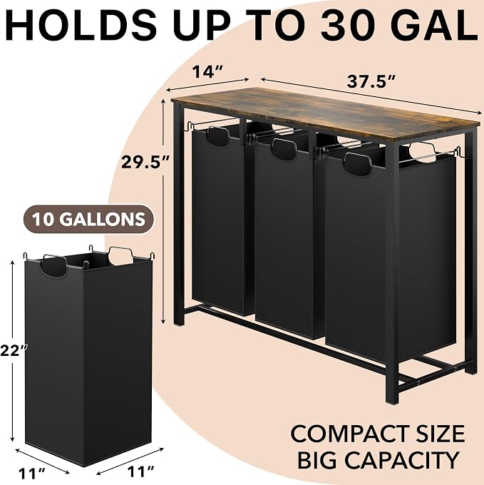 Simple Houseware 3-Section Laundry Sorter - Image 3