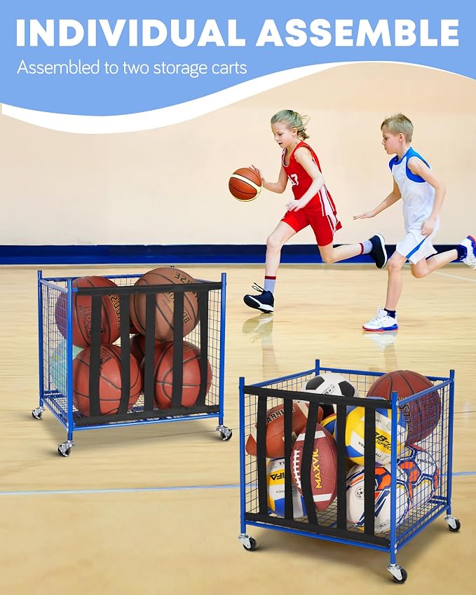 Mythinglogic Rolling Sports Ball Storage Cart, Sports Lockable Ball Storage - Image 3